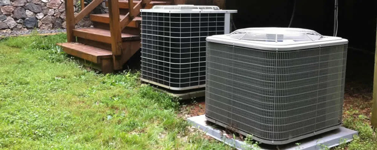 Heat pump installation and service units outside a home in Marietta, GA